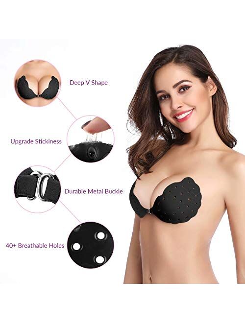 Buy Niidor Sticky Bra, Breathable Strapless Bra Adhesive Push Up Backless  Bras for Women online