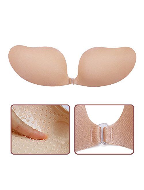 JUST BEHAVIOR Strapless Backless Sticky Invisible Push-up Self Adhesive Bras for Women