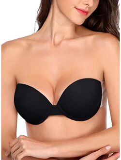 JOATEAY Women's Strapless Backless Bra Self Adhesive Reusable Sticky Push Up Bra Invisible Non-Slip