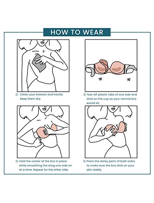 JOATEAY Women's Strapless Backless Bra Self Adhesive Reusable Sticky Push Up Bra Invisible Non-Slip