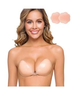 SHINYMOD Silicone Adhesive Bra, Backless Strapless Self Adhesive Invisible Sticky Plunge Push up Bra