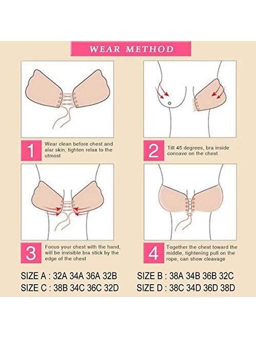 YHMuryobao Strapless Bra,Adhesive Backless Reusable Silicone Sticky Invisible Push up Bra A Cup