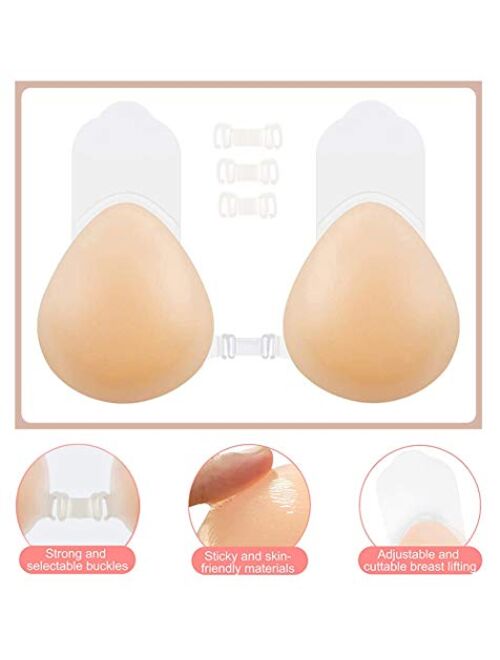 Sticky Bra Strapless Adhesive Push up Silicone Stick on Invisible Lift up Bra, Reusable Nipple Covers for Backless Dresses