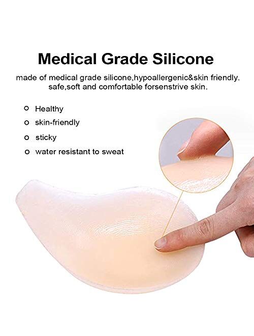 Adhesive Bra for Women Push Up, Premium Silicone Bra Tape Breast Lift Nippless Covers Sticky Boobs A/B/C Cup Nude