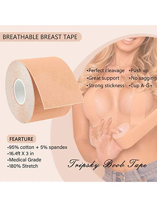 Instant Breast Lift Tape and Nipplecovers Pasties,Chest Support Tape, Adhesive Pushup Tape, Athletic Tape with Invisible Lift Bra,Body Tape