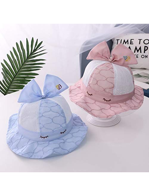 MCJL Thin Summer Hat for Children Cartoon Sweet Princess Hat Girl Baby Bow Net Yarn Hat Suitable for Boys and Girls to Travel and Play