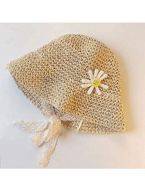 MCJL Girl Baby Beach hat Children's Fisherman hat Summer Sun hat Girls' Straw hat Suitable for Children to Travel and Play