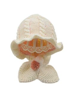 Toddler Winter Hat Scarfs with Hood, Cute Baby Kids Warm Knitted Earflap Caps for Girls Outdoors Cap (Color : Caramel, Size : 6-16 Months)