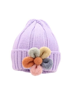 Toddler Baby Girl Lovely Flowers Knit Hat Winter Soft Warm Hats Outdoors Cap (Color : Red, Size : 6-36 Months)