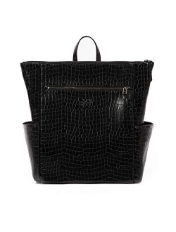 - Minimal Diaper Pack Backpack - Large Internal Storage 7 Pockets 4 External Pockets Wipeable Vegan Leather