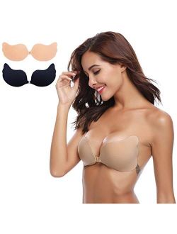 LAVEH LYWINDODO Sticky Bra, 2 Pack Breathable Strapless Bra Adhesive Push Up Backless Bras for Women