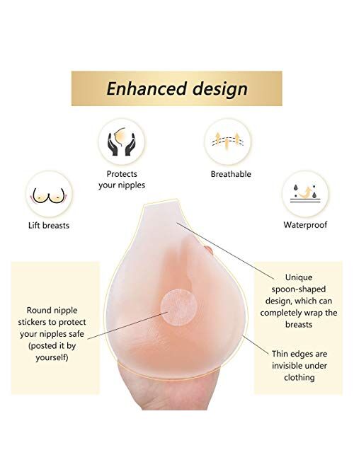 Invisible Lift Bra Silicone Adhesive Bra Push Up Waterproof Sticky Bras for Women Breast Lift Covers Nude