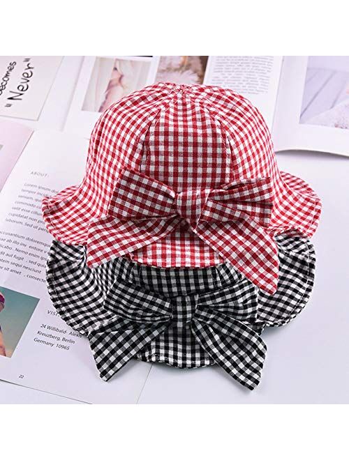 Soft Cotton Summer New Baby Hat Outdoor Bowknot Bucket for Princess 3-24 Months Baby Girl Hat Newborn Sun Hats Panama Cap (Color : Red)