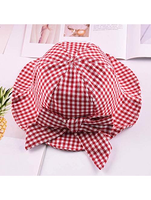 Soft Cotton Summer New Baby Hat Outdoor Bowknot Bucket for Princess 3-24 Months Baby Girl Hat Newborn Sun Hats Panama Cap (Color : Red)