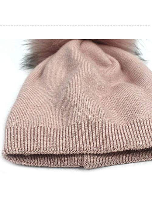 WZHZJ Children's Knit Beanie Hat Dyeing Raccoon Fur Pom Pom Winter Hat Boy Girl Warm Skullies Bone Brand Kids Baby Soft Cap