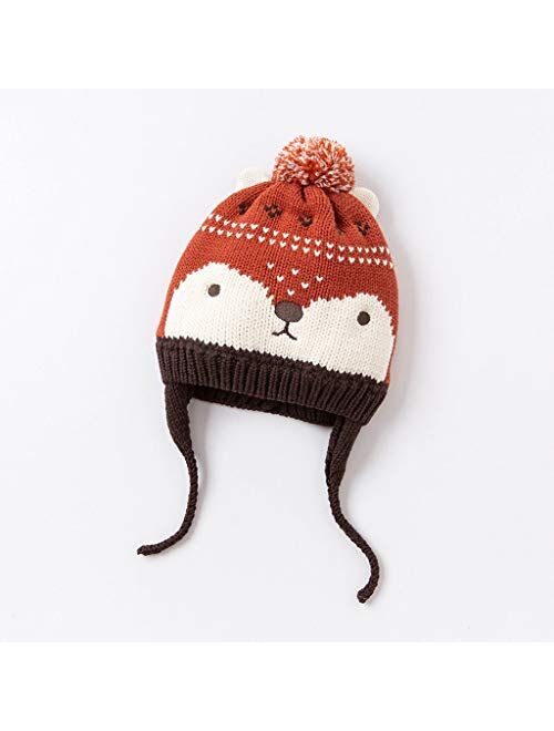 WZHZJ Children hat，Boys and Girls Hats Winter New Kid Baby Cute Squirrel Pullover hat (Size : 46-50cm)