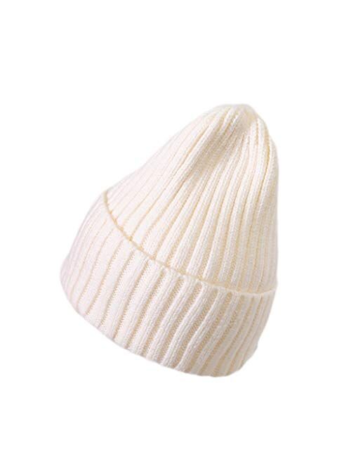Toddler Knitted Winter Hat Boys Girls Acrylic Hat Baby Kids Warm Hats for Adults Kids Outdoors Cap (Color : Yellow, Size : Medium)