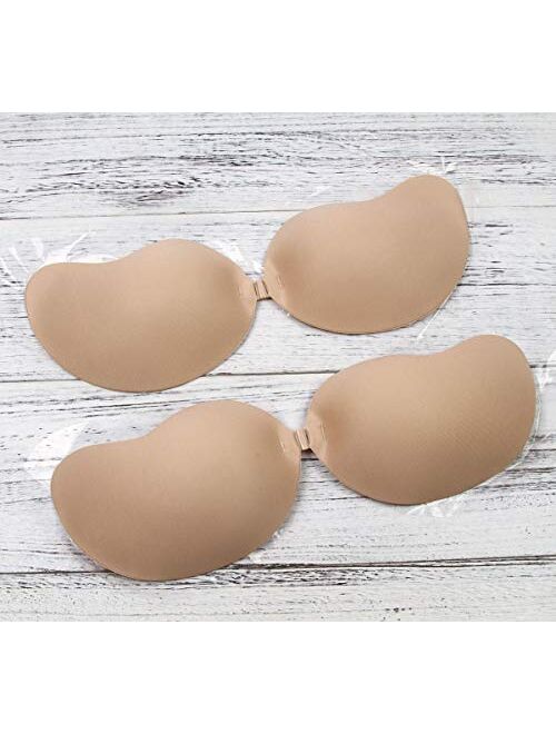 Adhesive Bra Invisible Sticky Sexy Push Up Lift Nipplecovers Strapless Backless Silicone Bra 2 Set Lemon and Orange Flavor