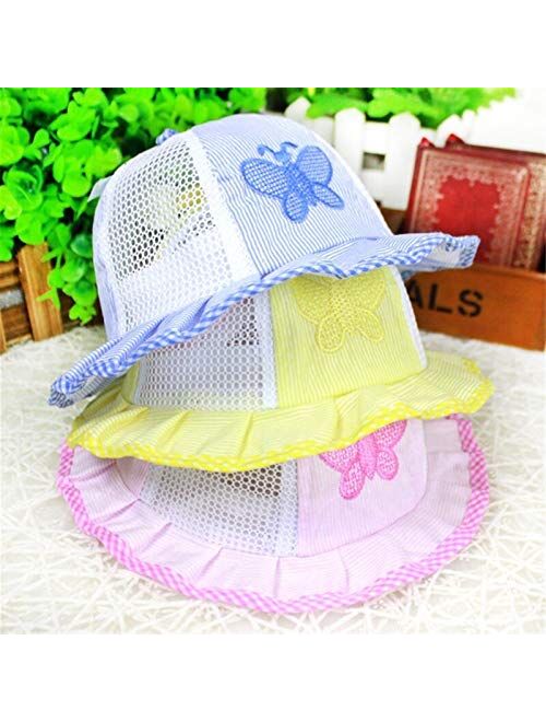 XINGYAO Summer hat 1Pc Hat Girl Magic Reversible Bucket Cap for 3 to 12 Months Infant Toddler Lace Basin Sun Summer Flower Bow-Knot Hats (Color : Yellow, Size : 0 18 Mont