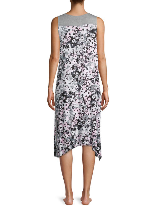 Secret Treasures Women's and Women's Plus Midi Chemise Pajama Dress