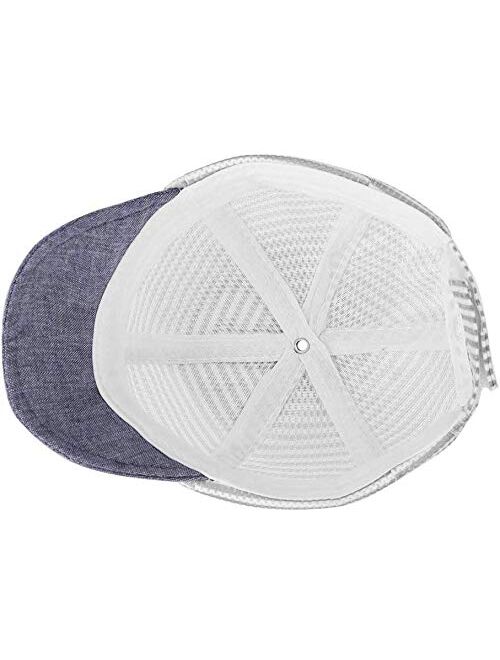 Newborn Baby Cotton Stripes Baseball Cap Boys Girls Mesh Cap Sun Hat Spring Summer Bucket Hat UV Protection Sun Hat Infant Toddler Cap Adjustable Peaked Cap for Baby 3-12