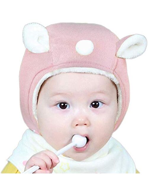 Gaocheng Baby Newborn Toddler Winter Warm Beanie Hats Double Layer Full Hood Cap Faux Fur Hat Cute Knitted Fluffy Earflap Hat Cutest Windproof Earmuffs Hat for Boys Girls