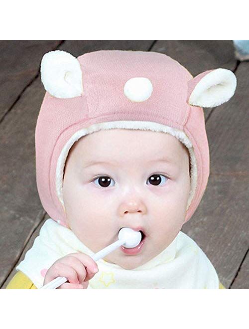 Gaocheng Baby Newborn Toddler Winter Warm Beanie Hats Double Layer Full Hood Cap Faux Fur Hat Cute Knitted Fluffy Earflap Hat Cutest Windproof Earmuffs Hat for Boys Girls