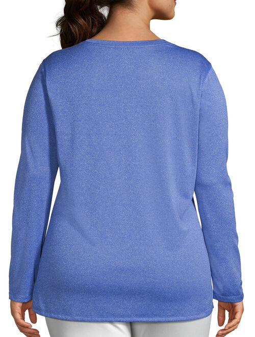 Just My Size Women's Plus Size Cooldri Long Sleeve Graphic V-neck