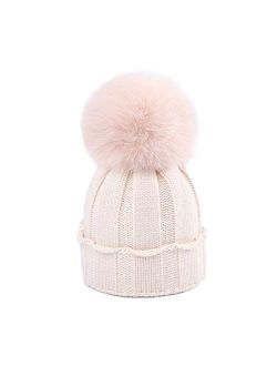 Baby Hat for Girls Infant Pompom Hat Kid Winter Hats Toddler Cap Knit Warm Caps for Baby Boys Girls Outdoors Cap (Color : Brown, Size : 3-36 Months)