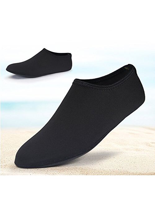 Barefoot Water Skin Shoes, Epicgadget(TM) Quick-Dry Flexible Water Skin Shoes Aqua Socks for Beach, Swim, Diving, Snorkeling, Running, Surfing and Yoga Exercise (Black, X