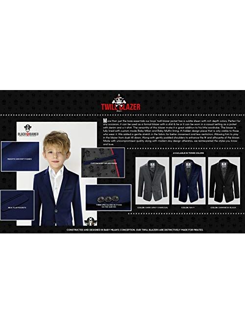 Black n Bianco Boys' Twill Blazer Jacket Formal or Casual Presented by Captin Baby Milan