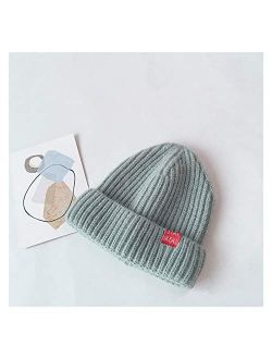 Autumn and Winter Solid Color Baby Knitted Hat Children's Warm Soft Casual Hat Child Girl Boy Beanie (Color : Light Green, Size : 48 52cm)