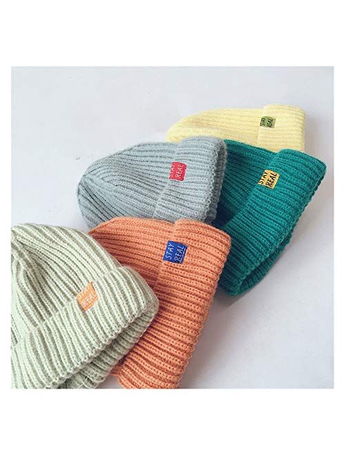 Autumn and Winter Solid Color Baby Knitted Hat Children's Warm Soft Casual Hat Child Girl Boy Beanie (Color : Light Green, Size : 48 52cm)