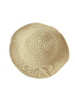 XINGZHE09 Children's Sun Hat - Baby Summer, Cool Cap, Girl Beach Hat, Hand Knit Cap, Cute Breathable Sunscreen Sun Hat Child hat (Color : Khaki, Size : S)