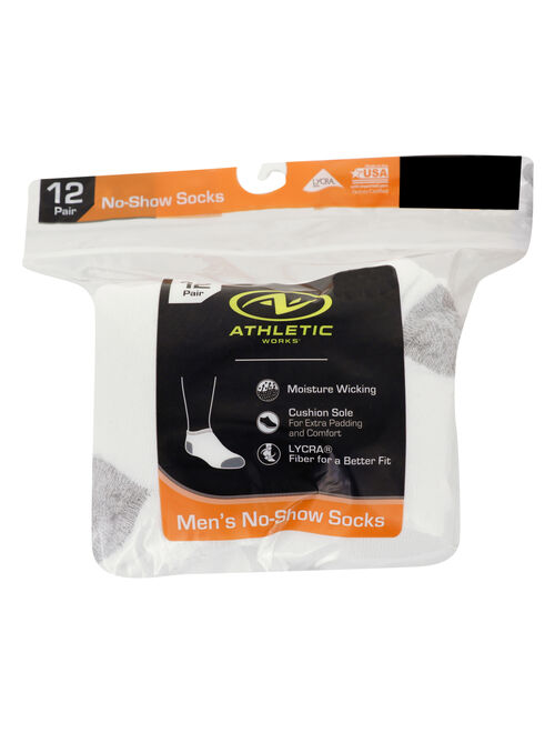 Athletic Works Men's No Show Socks 12 Pack