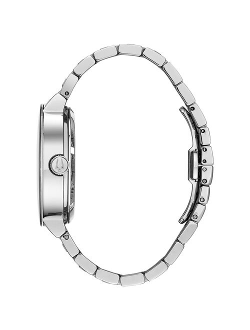 Bulova Mens Silver Tone Blue Dial Automatic Bracelet Watch 96A204