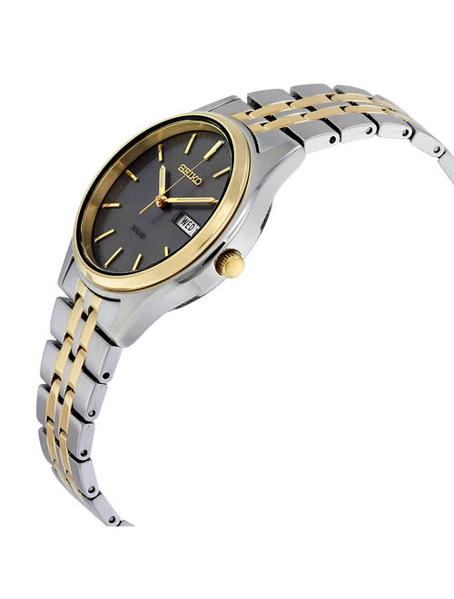 Seiko Men's Two-tone Solar Charcoal Dial Watch SNE042