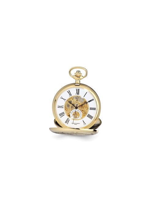 Charles-Hubert Paris Charles Hubert Gold Finish White Skeleton Dial 53mm Pocket Watch 14.5"