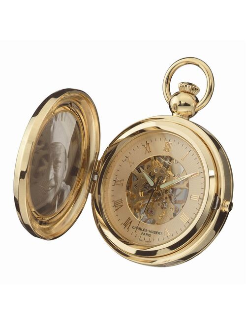 Charles-Hubert Paris Charles-Hubert- Paris 3848 Gold-Plated Mechanical Picture Frame Pocket Watch