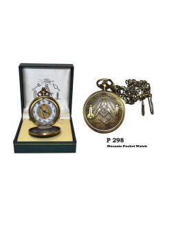 Freemason Antique-Styled Brass Finish Pocket Watch With Masonic Symbols