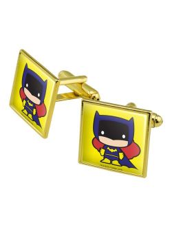 Batman Batgirl Cute Chibi Character Square Cufflink Set - Silver or Gold