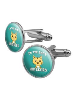 I'm the Cat's Whiskers Funny Humor Round Cufflink Set Silver Color