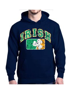 Shop4Ever Men's Distressed Irish Flag St. Patrick's Day Hooded Sweatshirt Hoodie
