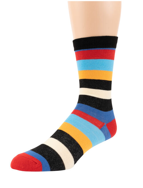 Men's Colorful Dress Socks - Fun Patterned Funky Crew Socks For Men - 12 Pack