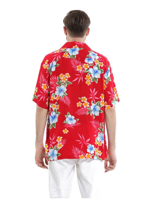 Men's Hawaiian Shirt Aloha Shirt 5XL Hibiscus Red