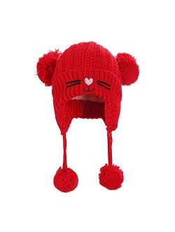 Fashion Winter Warm Lined Cartoon Knitted Hat Infant Toddler Kids Beanie Hat Girls Boys. Styling (Color : Gray)