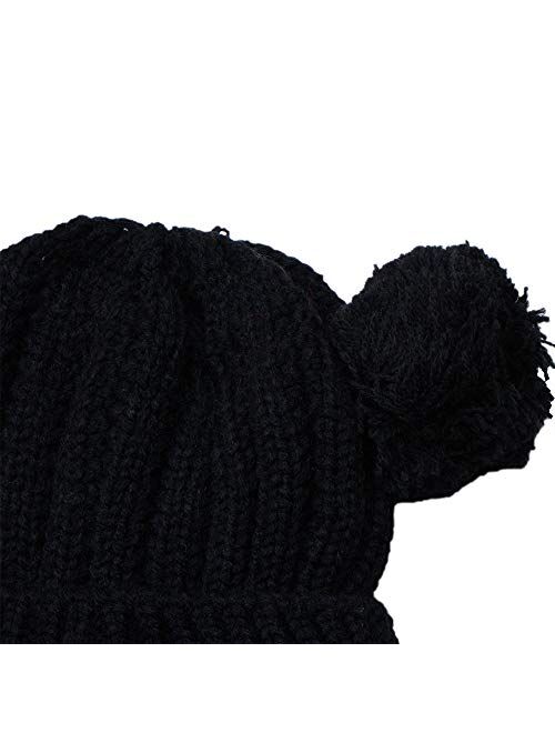Fashion Winter Warm Lined Cartoon Knitted Hat Infant Toddler Kids Beanie Hat Girls Boys. Styling (Color : Gray)