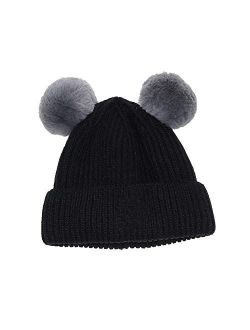 Fashion Winter Warm Lined Cartoon Knitted Hat Infant Toddler Kids Beanie Hat Girls Boys. Styling (Color : Red)