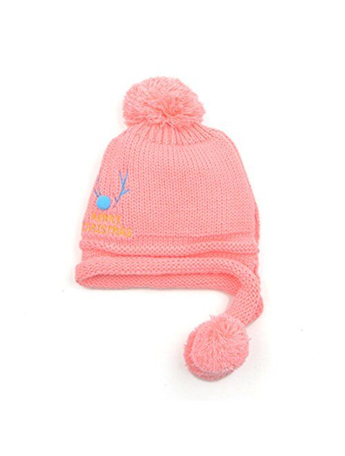 OLQMY-The Baby Ear Cap With Winter Wool Cashmere Hat Children Children Baby Turtleneck Hat 10-12 Months Pink