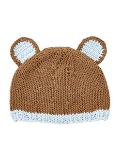 Bear Adorable Soft Brown 0-3 Months Knit Cotton Fabric Newborn Infant Hat